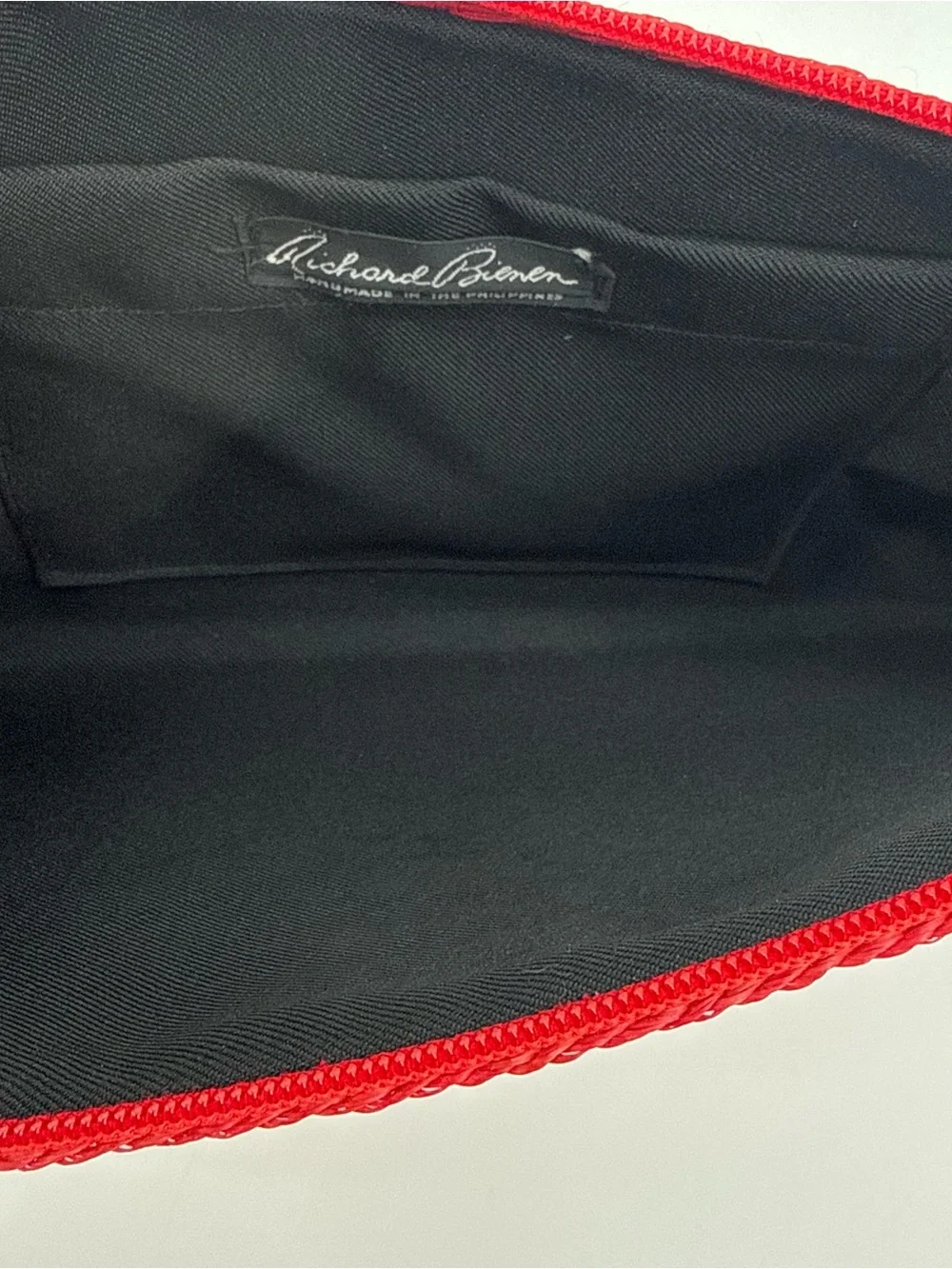 Richard Bienen Red Vintage Wicker Clutch Bag Woven Zipper Tassel Philippines